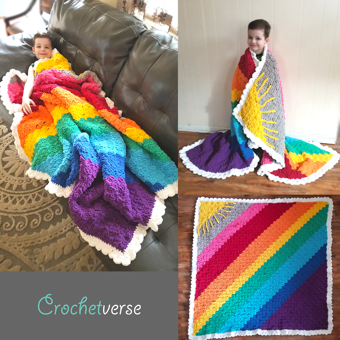 Sunshine on a Cloudy Day C2C “Calming Blanket” Free Crochet Afghan