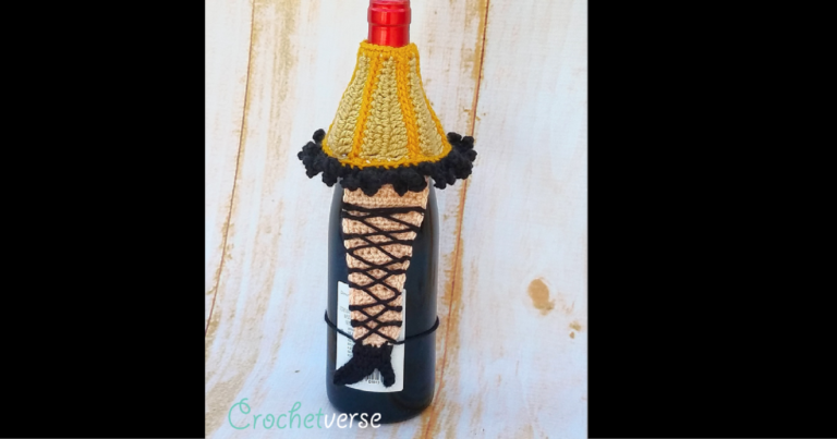 FREE Crochet Leg Lamp Wine Bottle Decor from A Christmas Story! Fra-gee-lay!