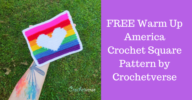 Free Rainbow Heart Crochet Square Pattern